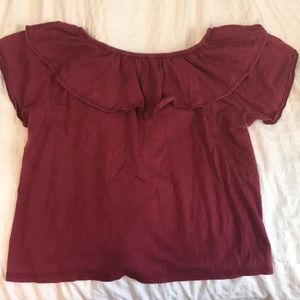 OLD NAVY GIRLS MAROON OFF THE SHOULDER TOP (14/XL)